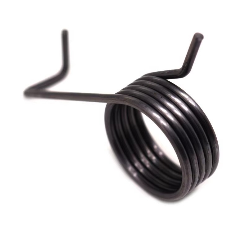 Black Coated Torsion Springs With Precision Formed Straight And Bent Metal Arms