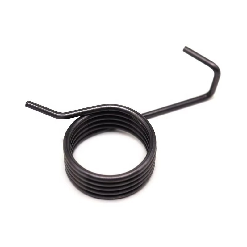 Black Coated Torsion Springs With Precision Formed Straight And Bent Metal Arms
