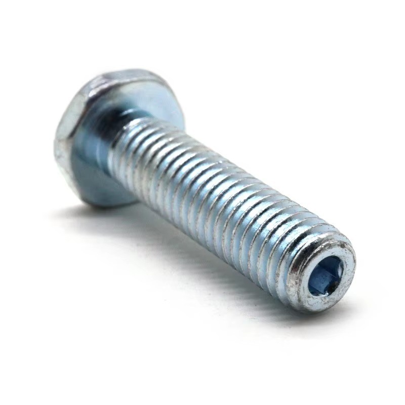 Blue Custom Zinc Plated Carbon Steel Hex Head Bolt With Internal Hex Drive Precision